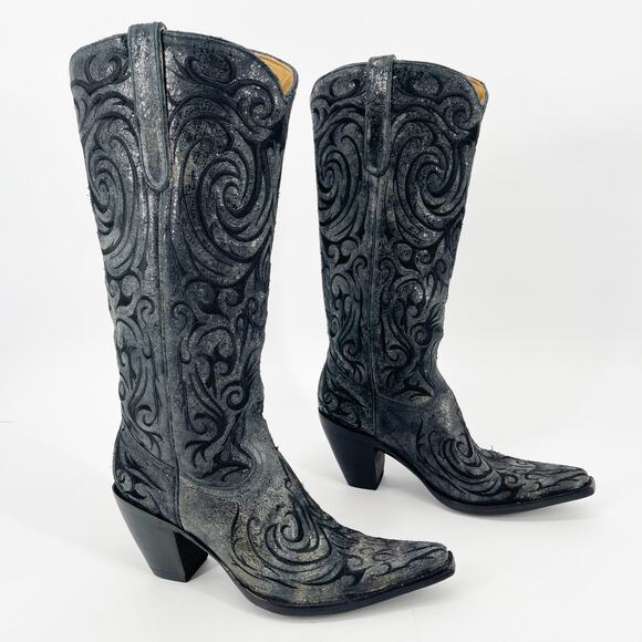 Old Gringo Black Embroidered Madona Pointed Toe Western Cowgirl Boot size 9.5 - Picture 1 of 10